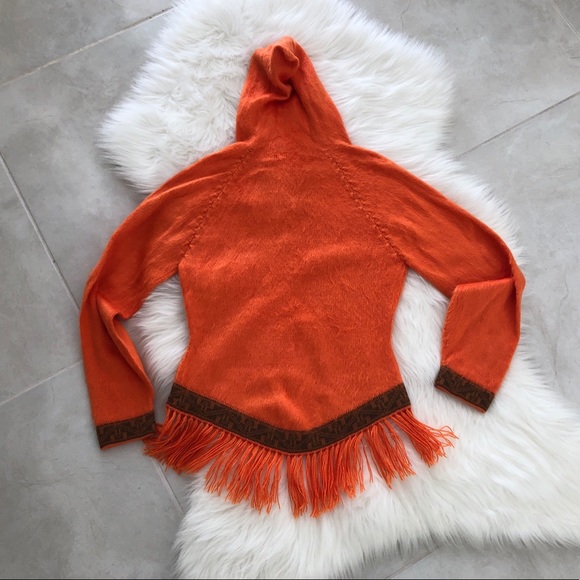 Stunning Orange Alpaca Fur Hoodie Sweater, Small - Picture 6 of 7